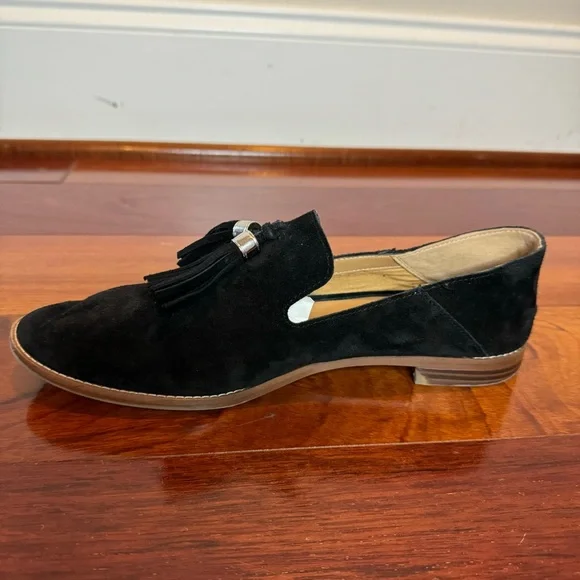 Franco Sarto Womens Hadden Black Suede Tassle Loafer - Picture 5 of 11
